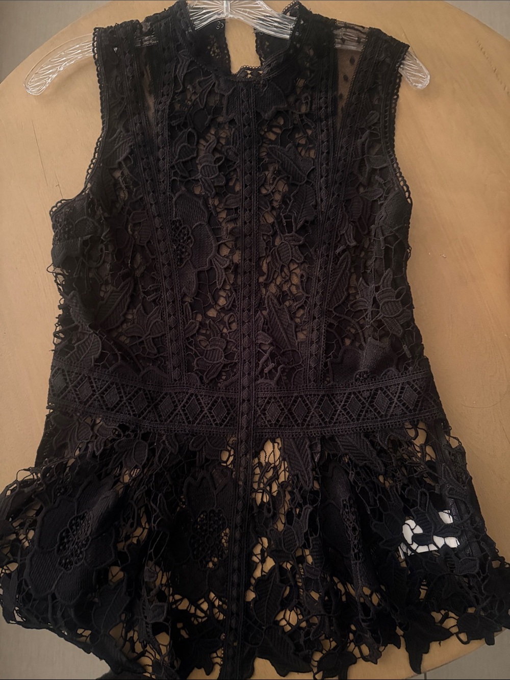 Sleeveless Black Lace Peplum blouse